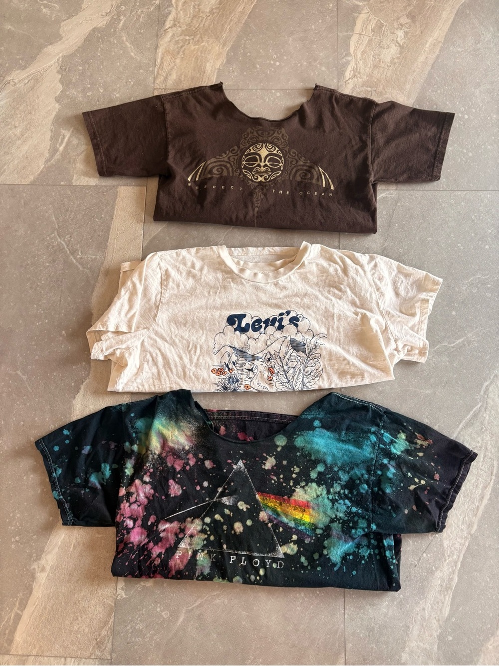Pink Floyd Black Multi-Color Tie-Dye Prism Graphic Kids Tee